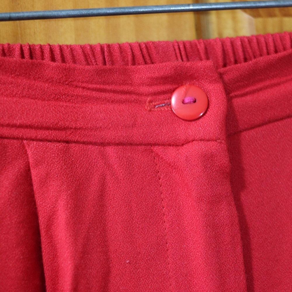 Taurus II Vintage 80s Red Black Trim Pantsuit Womens 10 Retro Power Suit Set - Picture 8 of 16